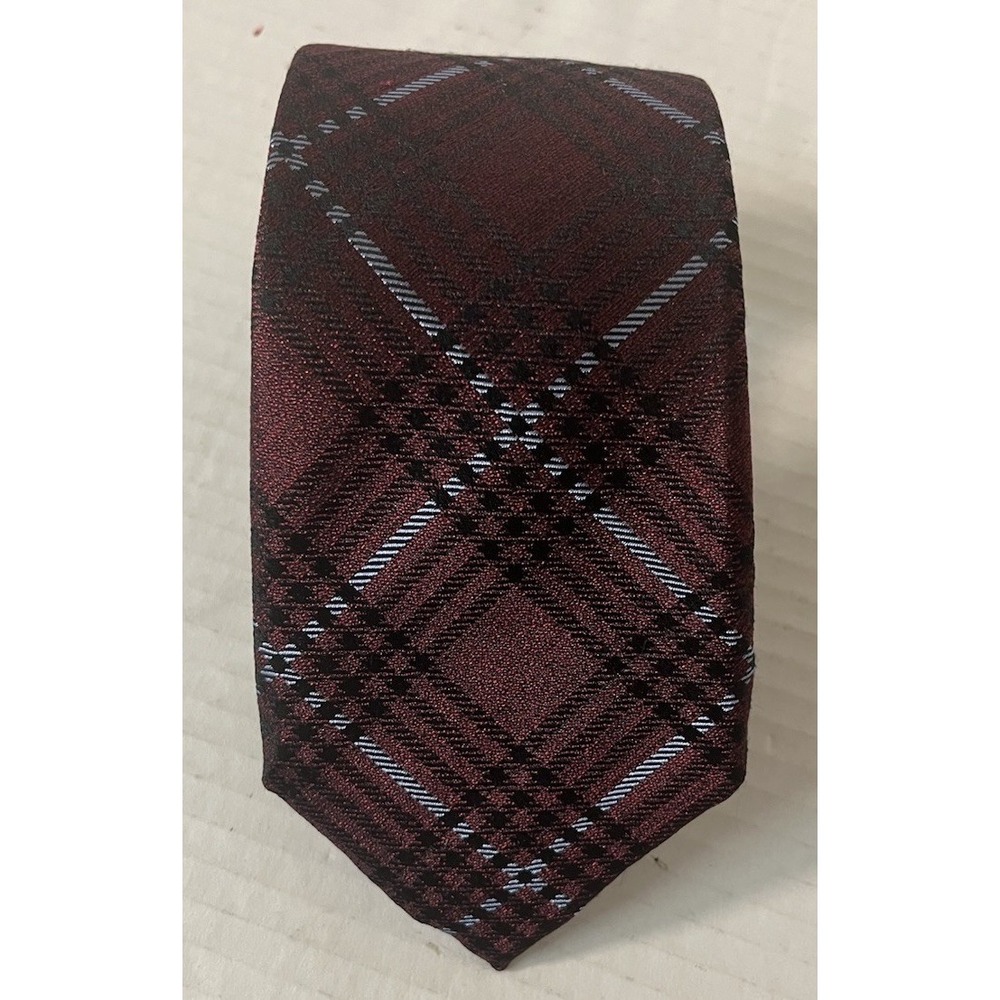 Ryan Seacrest Distinction‎ Tie 100%Silk Burgundy Striped
